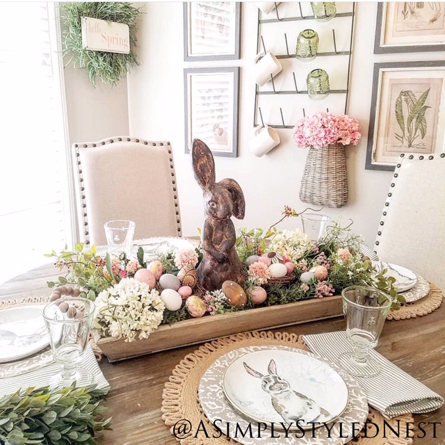 Farmhouse Style Easter Centerpiece and Table - Sweet Pea