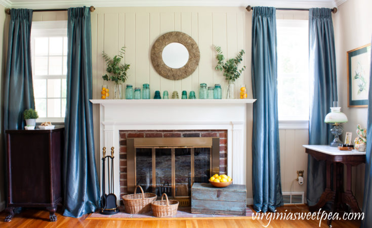 Summer Mantel with Mason Jars and Lemons - Sweet Pea