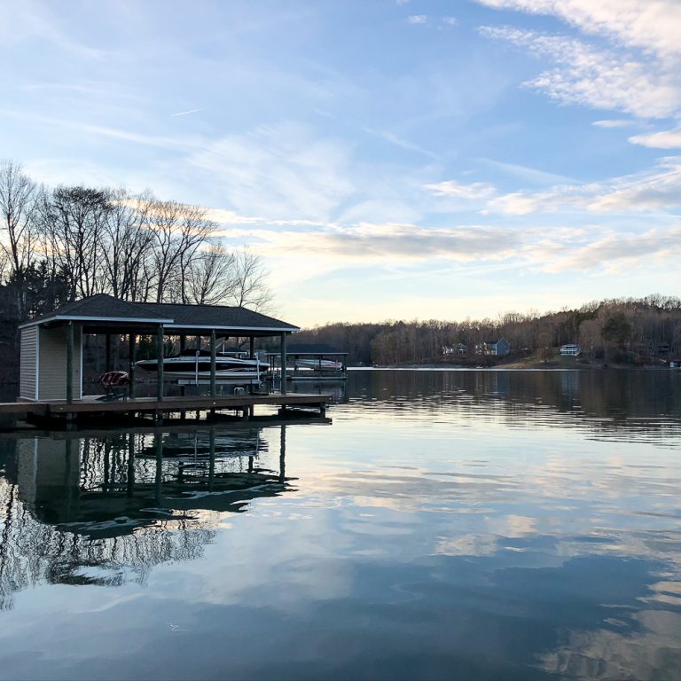 Smith Mountain Lake with boat house