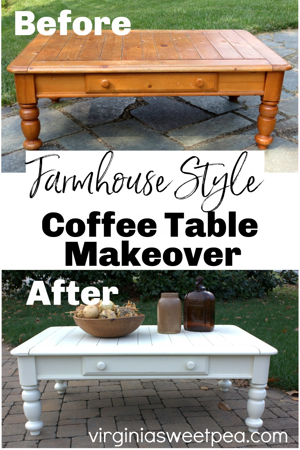 Cottage Style Coffee Table Makeover - Sweet Pea