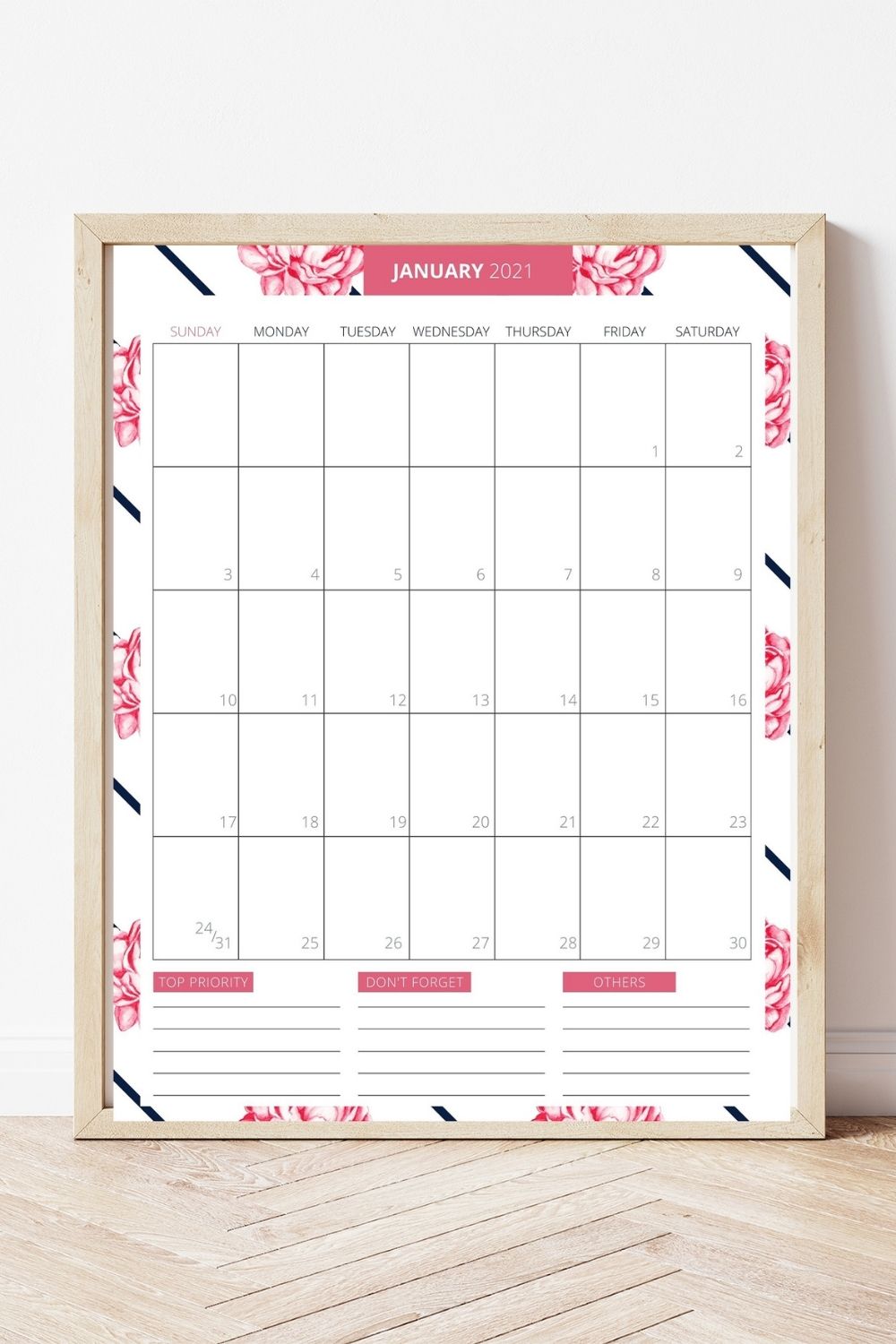 Free Printable 2021 Calendar - Sweet Pea