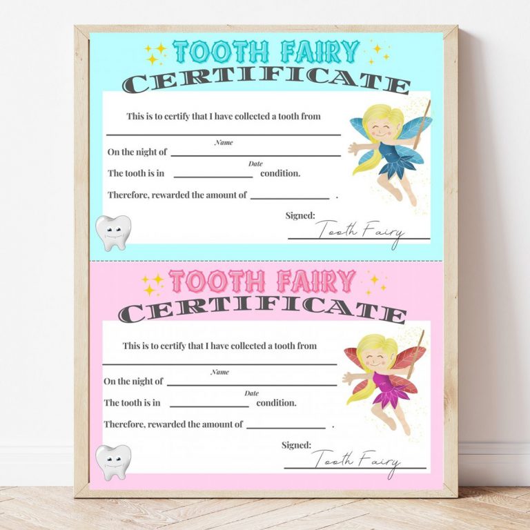 Free Printable Tooth Fairy Door Hanger and Certificate - Sweet Pea