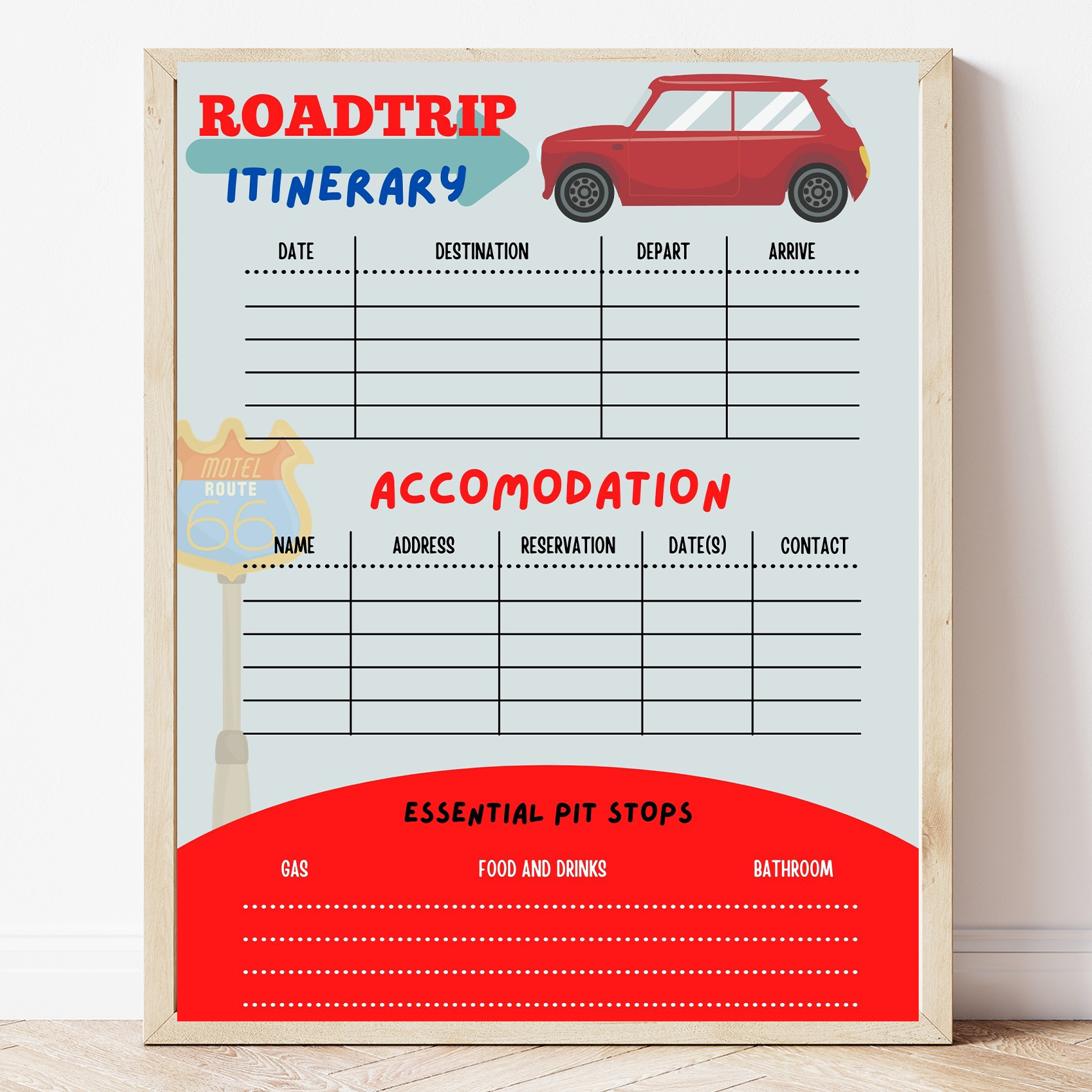 free road trip planner template
