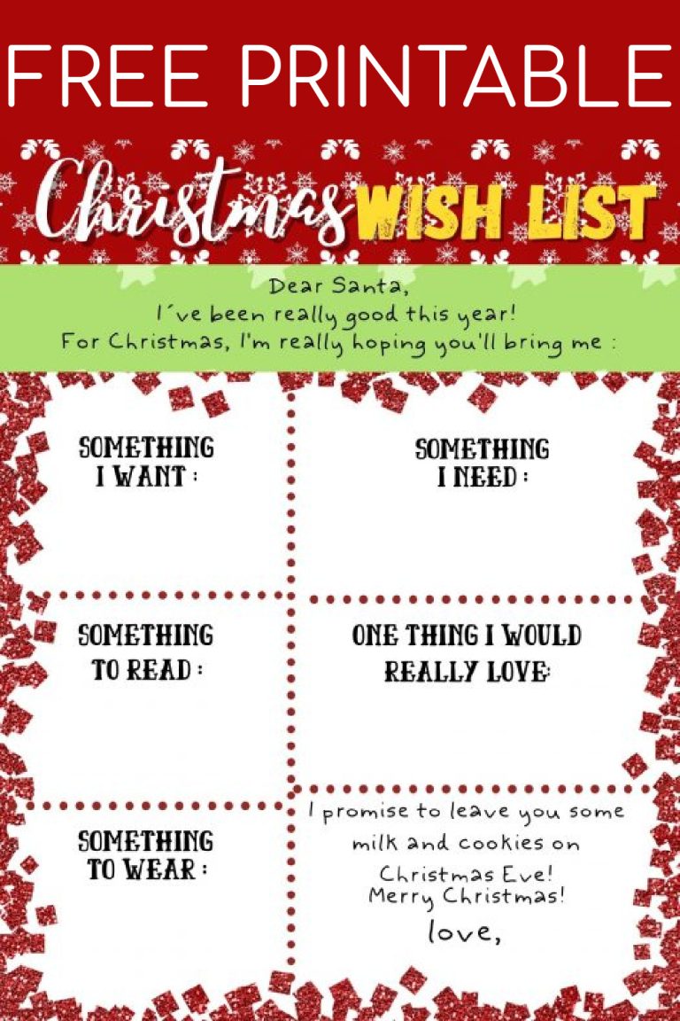 Free Printable Christmas Wish List - Sweet Pea