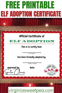 Free Printable Elf Adoption Certificate - Sweet Pea