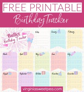 Free Printable Birthday Tracker - Sweet Pea