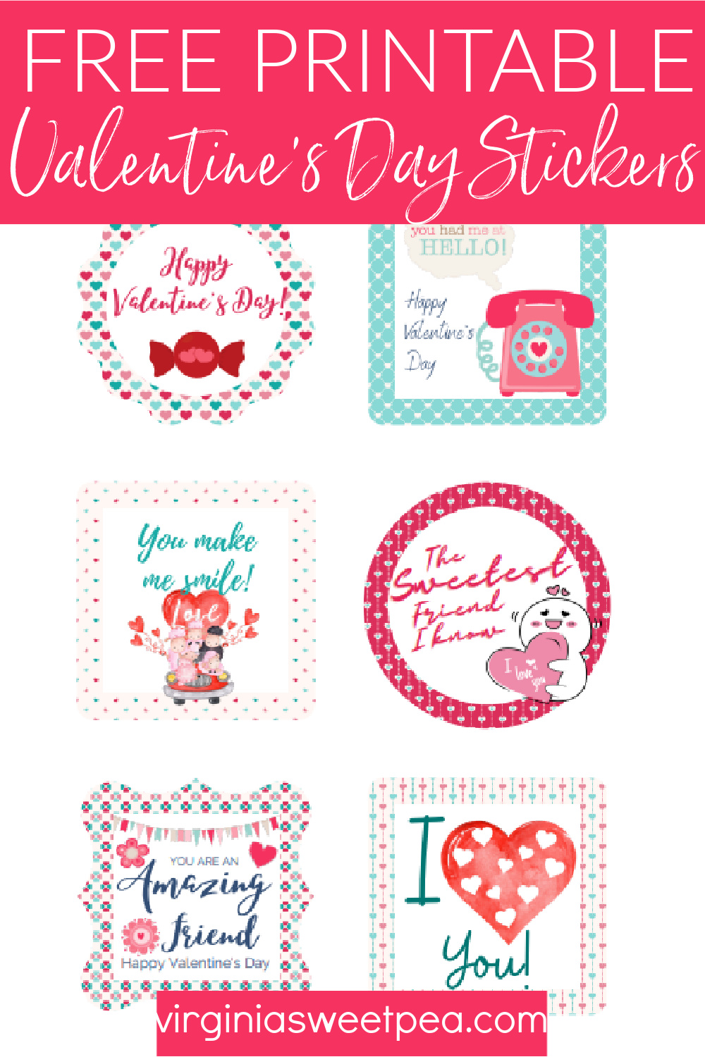 Printable Valentine Stickers Oh Happy Day Valentines